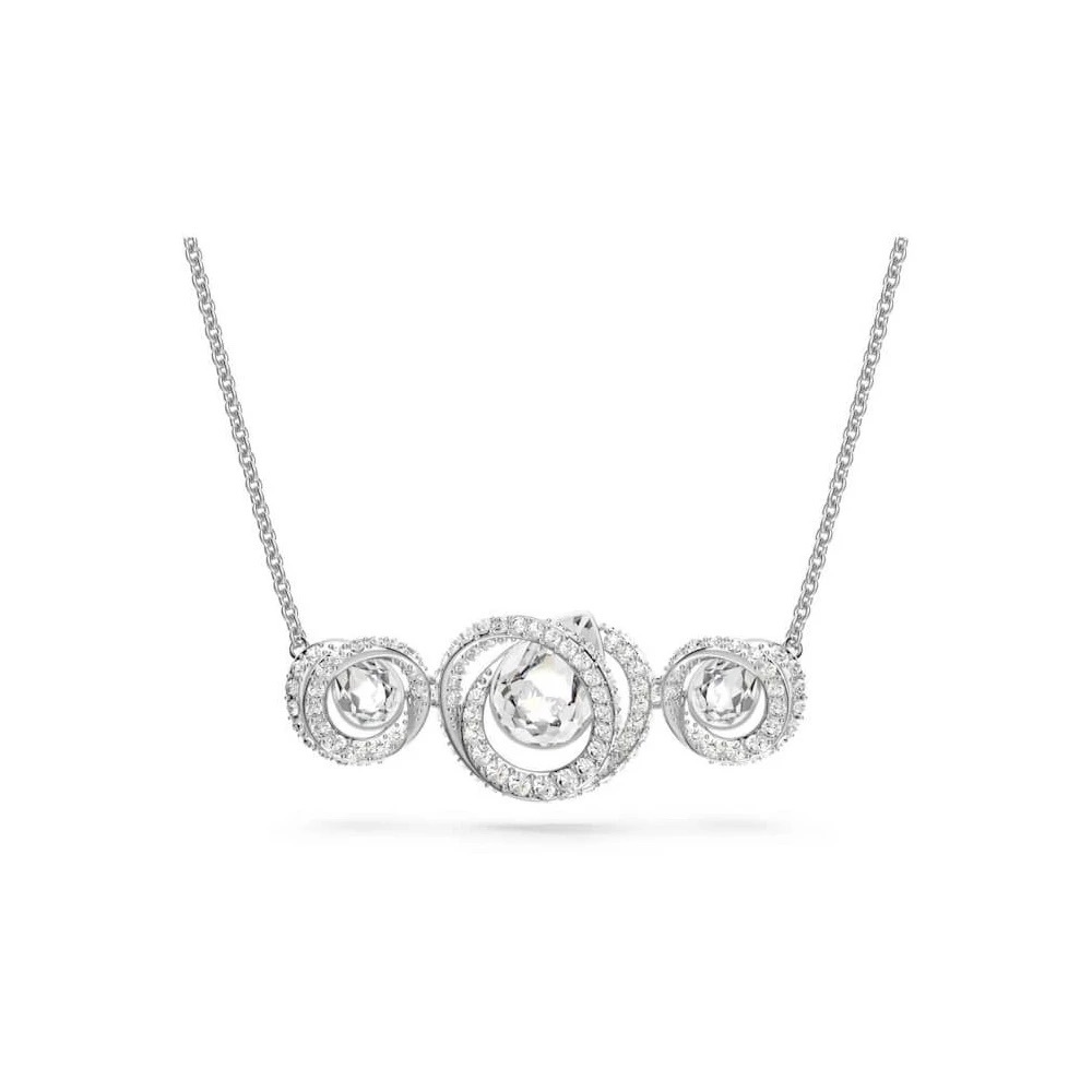 Swarovski Silver Triple White Crystal Halo Necklace New